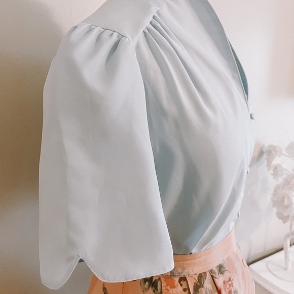 Vintage Light Blue Blouse - Picture 3 of 6